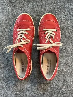 Josef Seibel Bowling Red Leather Lace-Up Sneakers Size 41